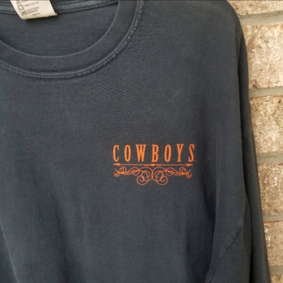 Oklahoma State University Cowboys BLACK ORANGE Long Sleeve TShirt (Size L) - Picture 4 of 6